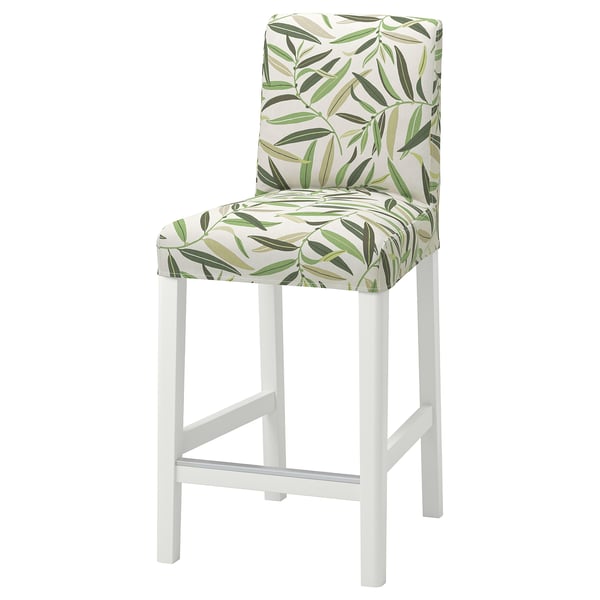 BERGMUND Chaise de bar, blanc/Fågelfors multicolore, 62 cm