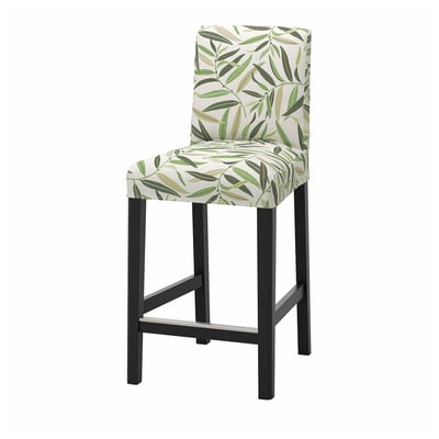 BERGMUND Chaise de bar, noir/Fågelfors multicolore, 62 cm
