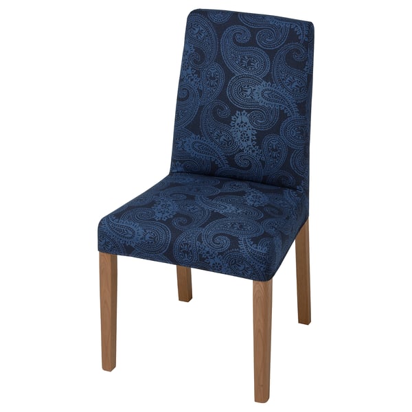 BERGMUND Chaise, motif chêne/Kvillsfors bleu foncé/bleu