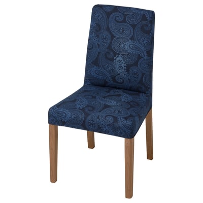 BERGMUND Chaise, motif chêne/Kvillsfors bleu foncé/bleu