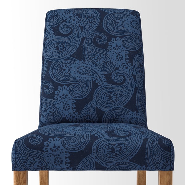 BERGMUND Chaise, motif chêne/Kvillsfors bleu foncé/bleu