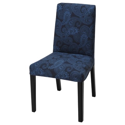 BERGMUND Chaise, noir/Kvillsfors bleu foncé/bleu