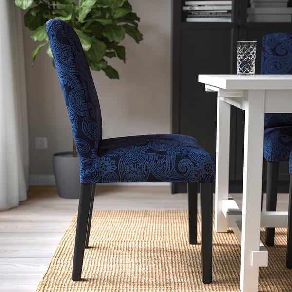 BERGMUND Chaise, noir/Kvillsfors bleu foncé/bleu