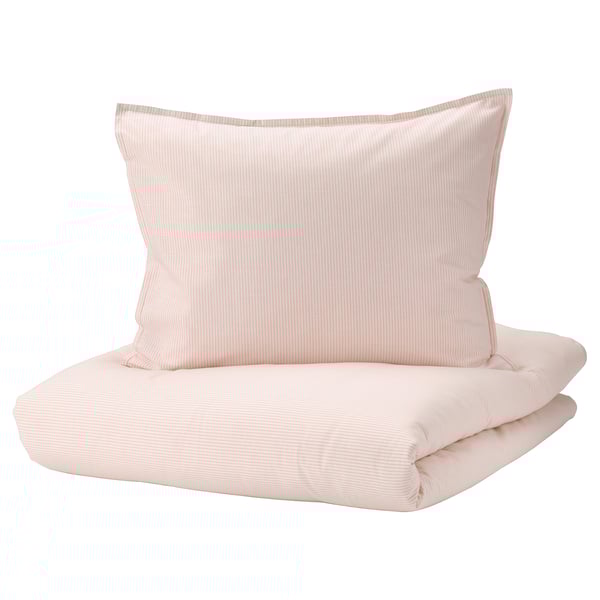 BERGPALM Housse de couette et 1 taie, rose clair/rayure, 150x200/50x60 cm