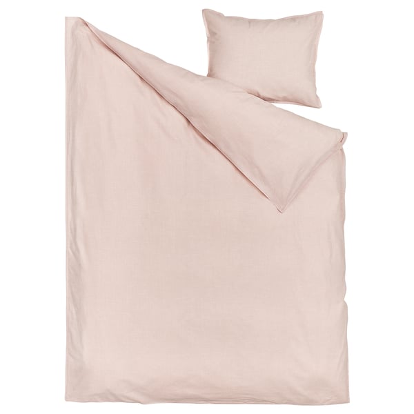 BERGPALM Housse de couette et 1 taie, rose clair/rayure, 150x200/50x60 cm