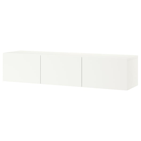 BESTÅ Banc TV avec portes, blanc/Lappviken blanc, 180x42x38 cm