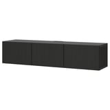 BESTÅ Banc TV avec portes, brun noir/Lappviken brun noir, 180x42x38 cm