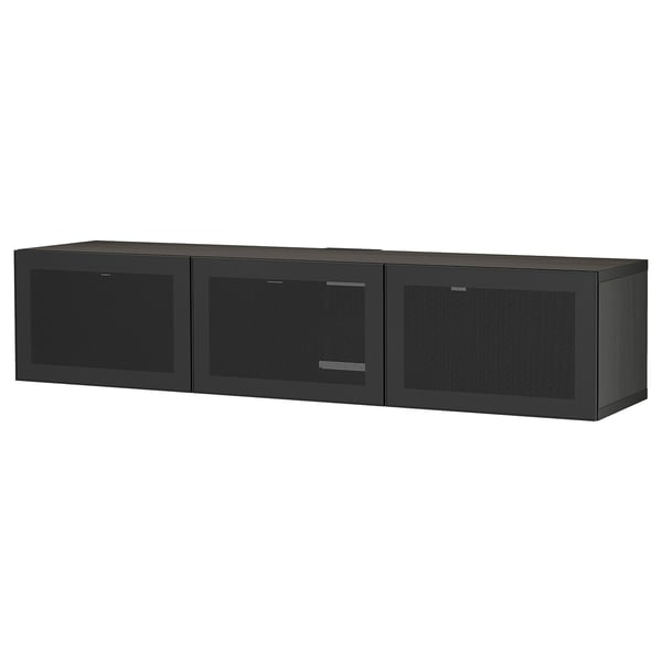 BESTÅ Banc TV avec portes, brun noir/Mörtviken noir, 180x42x38 cm