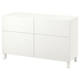 BESTÅ Combi rangement portes/tiroirs, blanc/Lappviken/Stubbarp blanc, 120x42x74 cm