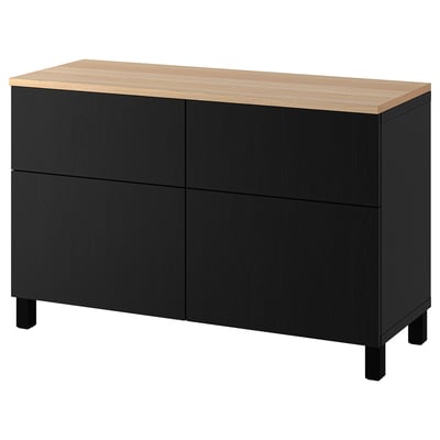 BESTÅ Combi rangement portes/tiroirs, brun noir/Lappviken/Stubbarp brun noir, 120x42x76 cm
