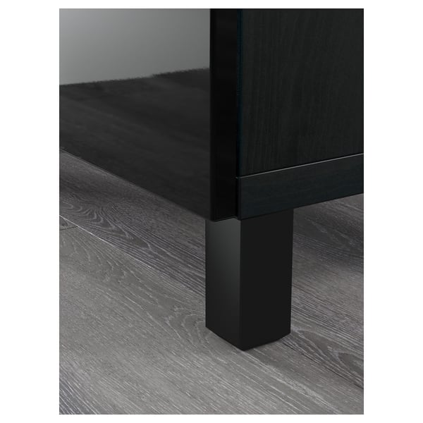 BESTÅ Combi rangement portes/tiroirs, brun noir/Selsviken brillant/noir, 180x42x74 cm