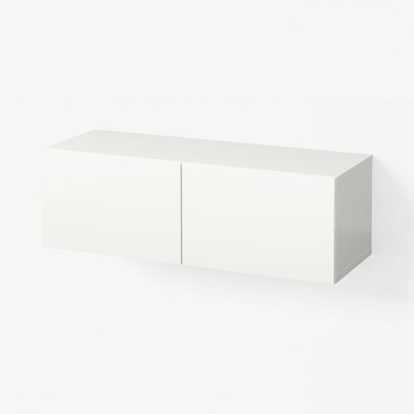 BESTÅ Combinaison rangement murale, blanc/Selsviken blanc, 120x42x38 cm