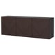 BESTÅ Combinaison rangement murale, brun noir Hedeviken/brun foncé placage chêne teinte, 180x42x64 cm