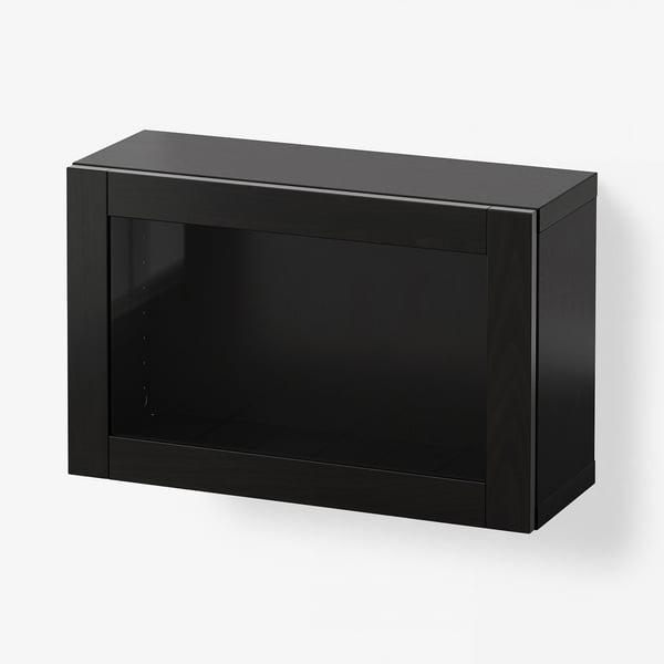 BESTÅ Combinaison rangement murale, brun noir/Sindvik brun noir verre transparent, 60x22x38 cm