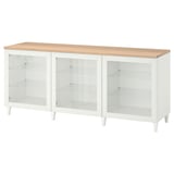 BESTÅ Combinaison rangement portes, blanc/Ostvik/Kabbarp blanc verre transparent, 180x42x76 cm