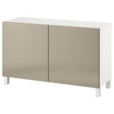 BESTÅ Combinaison rangement portes, blanc/Riksviken/Stubbarp effet bronze clair, 120x42x74 cm