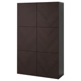 BESTÅ Combinaison rangement portes, brun noir Hedeviken/brun foncé placage chêne teinte, 120x42x193 cm