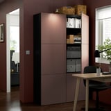 BESTÅ Combinaison rangement portes, brun noir/Hjortviken brun, 120x42x193 cm