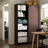 BESTÅ Combinaison rangement portes, brun noir/Hjortviken brun, 120x42x202 cm