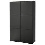 BESTÅ Combinaison rangement portes, brun noir/Lappviken brun noir, 120x42x193 cm