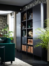 BESTÅ Combinaison rangement portes, brun noir/Lappviken/Stubbarp brun noir, 120x42x202 cm