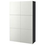 BESTÅ Combinaison rangement portes, brun noir/Laxviken blanc, 120x42x193 cm