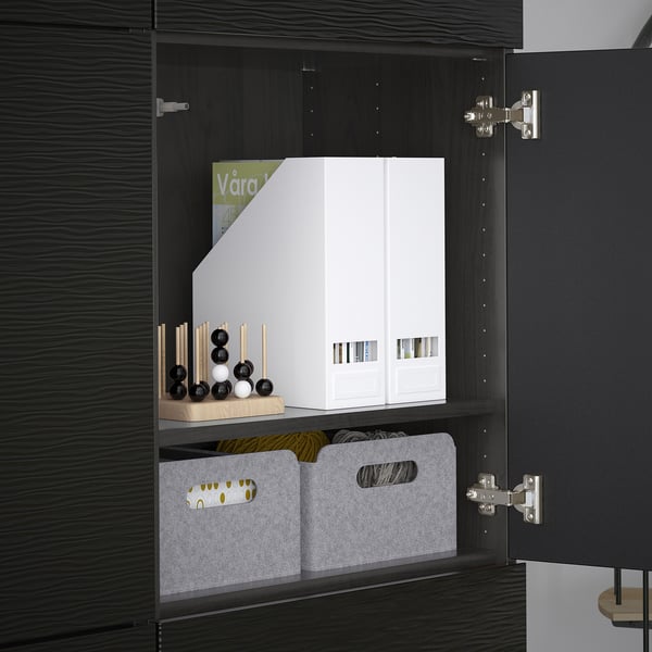 BESTÅ Combinaison rangement portes, brun noir/Laxviken noir, 120x42x193 cm