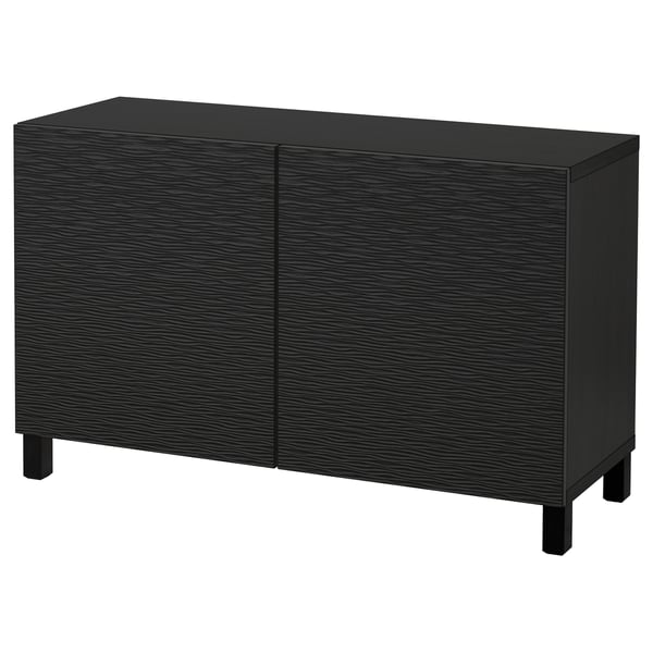 BESTÅ Combinaison rangement portes, brun noir/Laxviken/Stubbarp noir, 120x42x74 cm