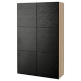 BESTÅ Combinaison rangement portes, effet chêne blanchi/Laxviken noir, 120x42x193 cm