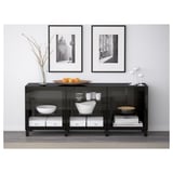 BESTÅ Combinaison rangement portes, Glassvik noir/verre transparent, 180x42x75 cm