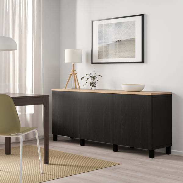 BESTÅ Combinaison rangement portes, noir/Lappviken/Stubbarp noir, 180x42x76 cm