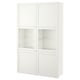 BESTÅ Combinaison rangement ptes vitrées, blanc Hanviken/Sindvik blanc verre transparent, 120x42x193 cm
