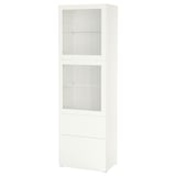 BESTÅ Combinaison rangement ptes vitrées, blanc/Lappviken blanc verre transparent, 60x42x193 cm