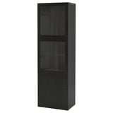 BESTÅ Combinaison rangement ptes vitrées, brun noir/Lappviken brun noir verre transparent, 60x42x193 cm