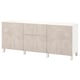 BESTÅ Combinaison rangement tiroirs, blanc Bergsviken/Stubbarp/beige marbré, 180x42x74 cm