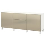 BESTÅ Combinaison rangement tiroirs, blanc Riksviken/effet bronze clair, 180x42x74 cm