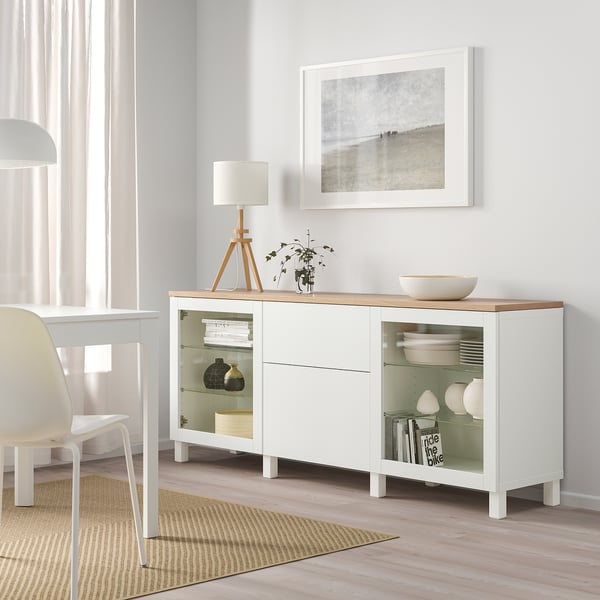 BESTÅ Combinaison rangement tiroirs, Sindvik blanc/Lappviken/Stubbarp blanc, 180x42x76 cm