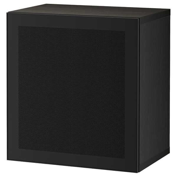 BESTÅ Étagère avec porte, brun noir/Mörtviken noir, 60x42x64 cm