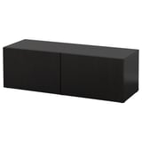 BESTÅ Étagère avec portes, brun noir/Lappviken brun noir, 120x42x38 cm