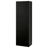 BESTÅ Étagère avec portes, brun noir/Lappviken brun noir, 60x42x193 cm