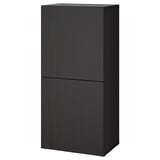 BESTÅ Étagère avec portes, brun noir/Lappviken brun noir, 60x42x129 cm