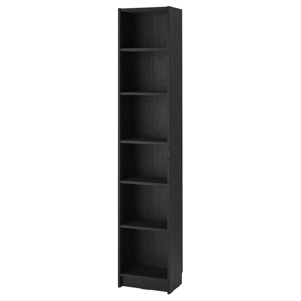BILLY Bibliothèque, noir motif chêne, 40x28x202 cm