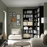 BILLY Combi bibliothèque angle+surmeubles, noir motif chêne, 136/136x28x237 cm