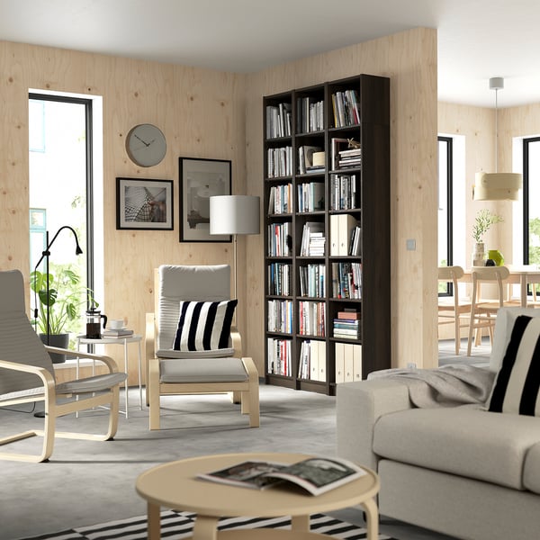 BILLY Combinaison bibliothèque+surmeubles, brun foncé motif chêne, 120x28x237 cm