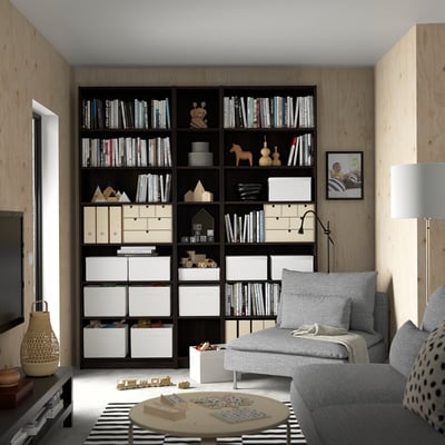 BILLY Combinaison bibliothèque+surmeubles, brun foncé motif chêne, 200x28x237 cm