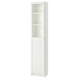 BILLY / OXBERG Bibliothèque av porte pleine/vitrée, blanc/verre, 40x30x202 cm