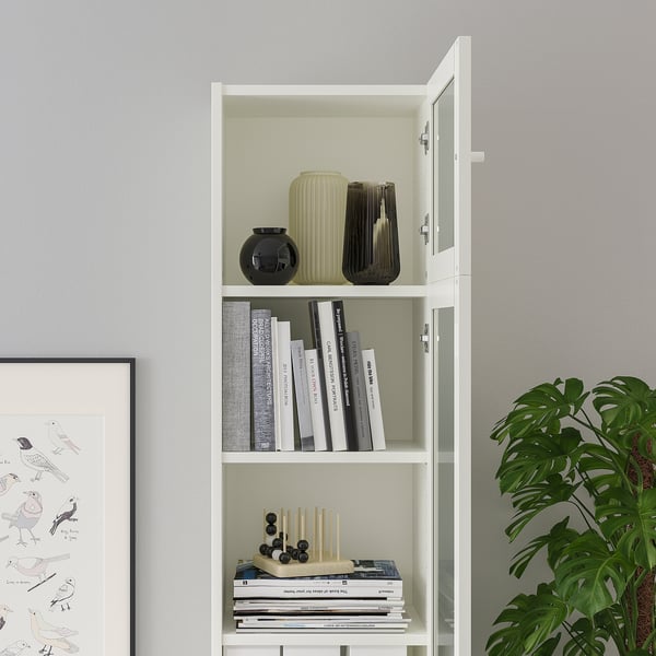 BILLY / OXBERG Bibliothèque avec porte vitrée, blanc/verre, 40x30x237 cm