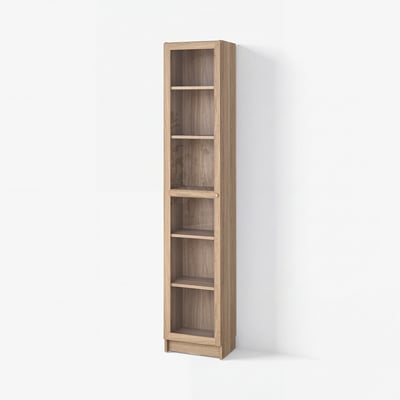 BILLY / OXBERG Bibliothèque avec porte vitrée, motif chêne/verre transparent, 40x30x202 cm
