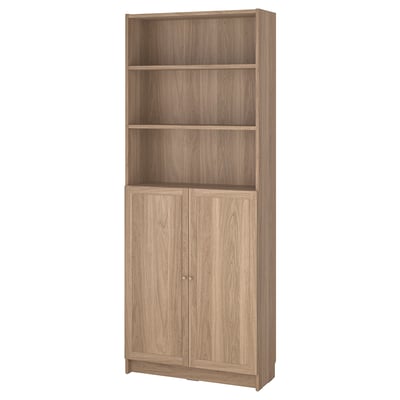 BILLY / OXBERG Bibliothèque avec portes, motif chêne, 80x30x202 cm