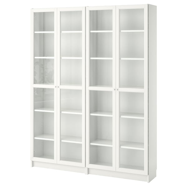 BILLY / OXBERG Bibliothèque, blanc/verre, 160x30x202 cm